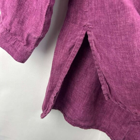 Eileen Fisher Women's Small 100% Organic Linen Long Sleeve Pink Tunic Shirt Top - Picture 11 of 11